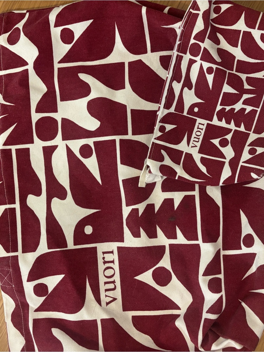 Vuori Maroon & White Graphic Tote